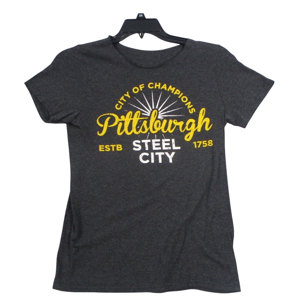 Steel‎ City Pittsburgh T-Shirt Womens Medium Charcoal Grey City of Champions Tee